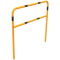 Protective bar made of steel tubing |  48 x 2.5 mm | with crossbar | total width: 1500 mm | total height: 1400 mm | hot-dip galvanized and yellow coatedwith black warning stripes